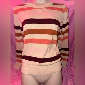 Pact orange brown striped long sleeve sweater size XS